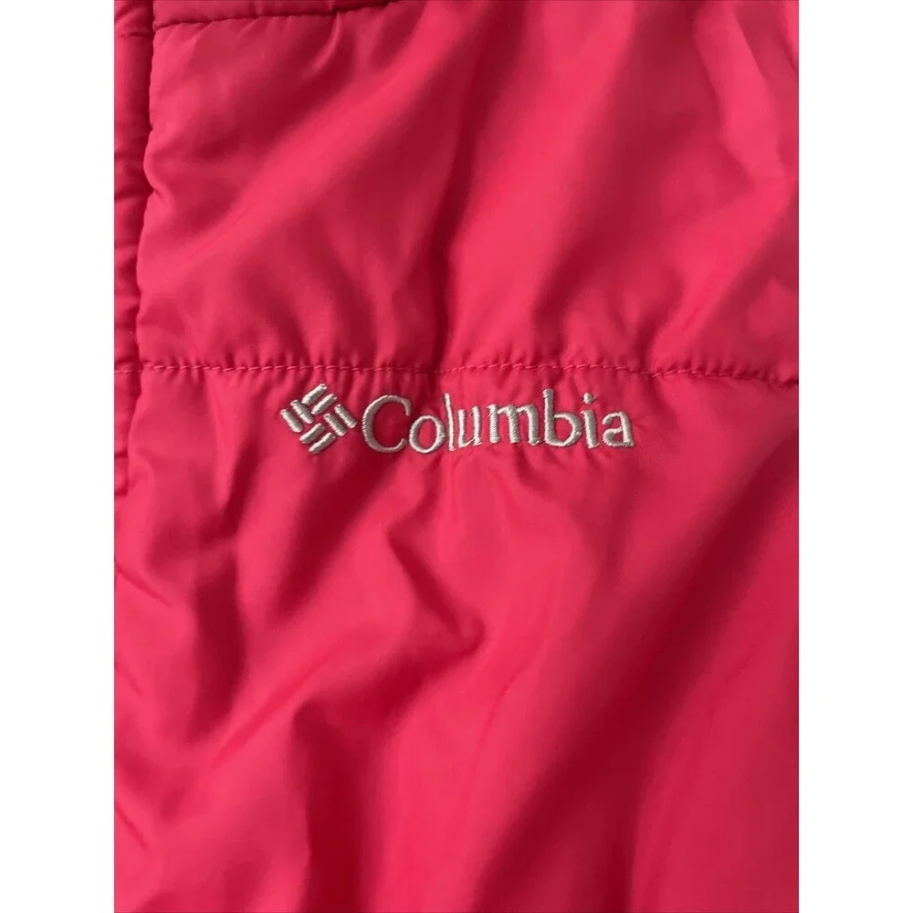 Columbia Girls FLAW Sz S -8 Reversible Puffer Vest Pink Pockets  Zip Pockets